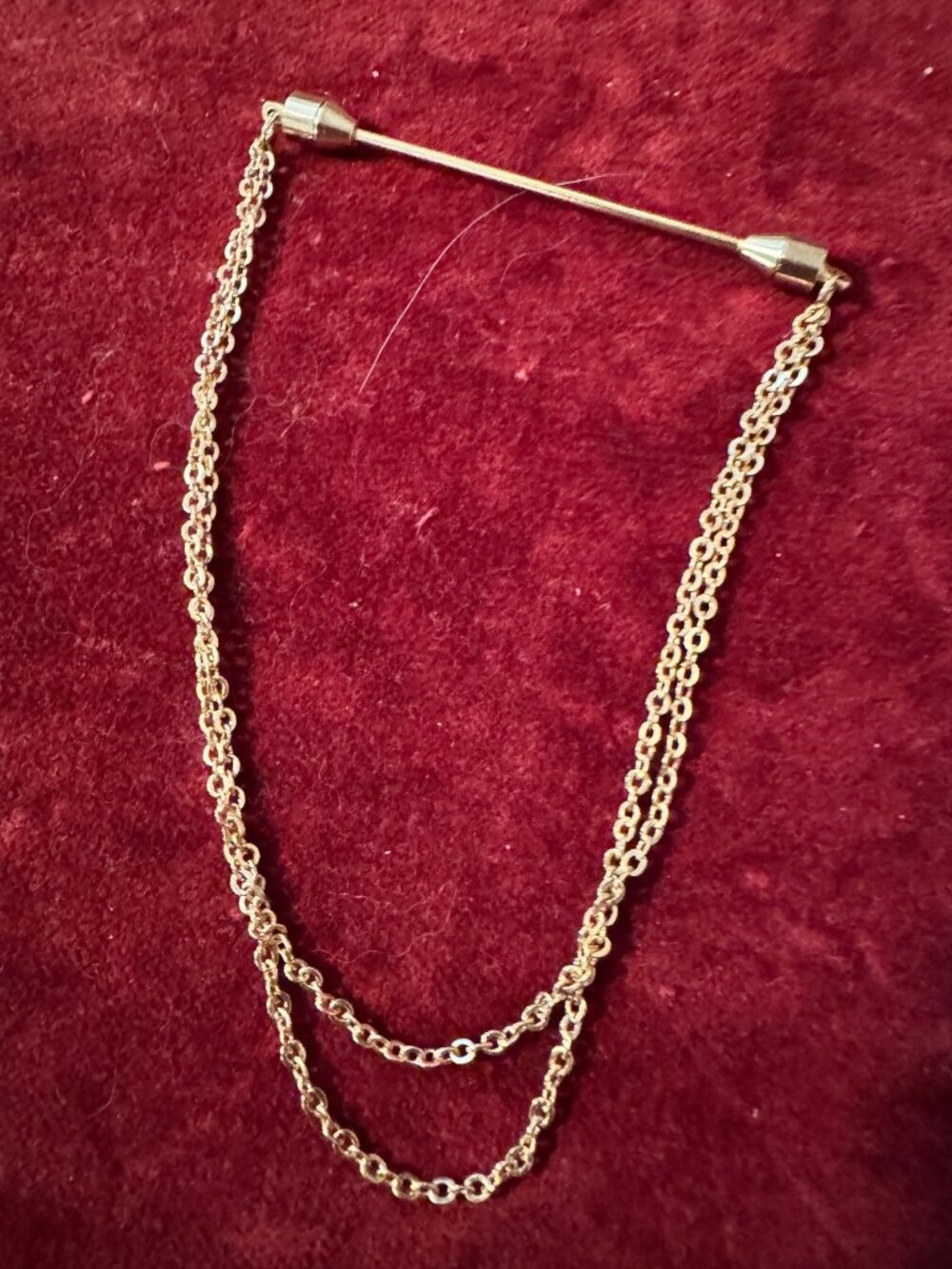 Vintage Gold Tone Sweater Chain Double Drape Cardigan Clip